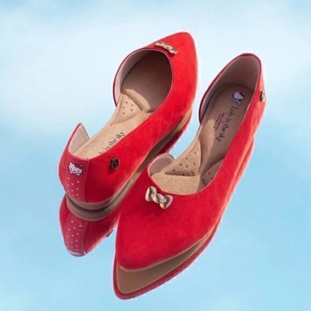 Loly in the Sky x Hello Kitty Red Suede Loafer Flats Size 5 NEW - Picture 1 of 10